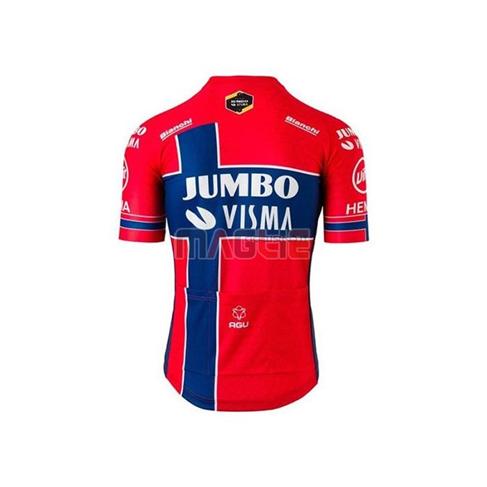 Maglia Jumbo Visma Manica Corta 2020 Rosso Blu